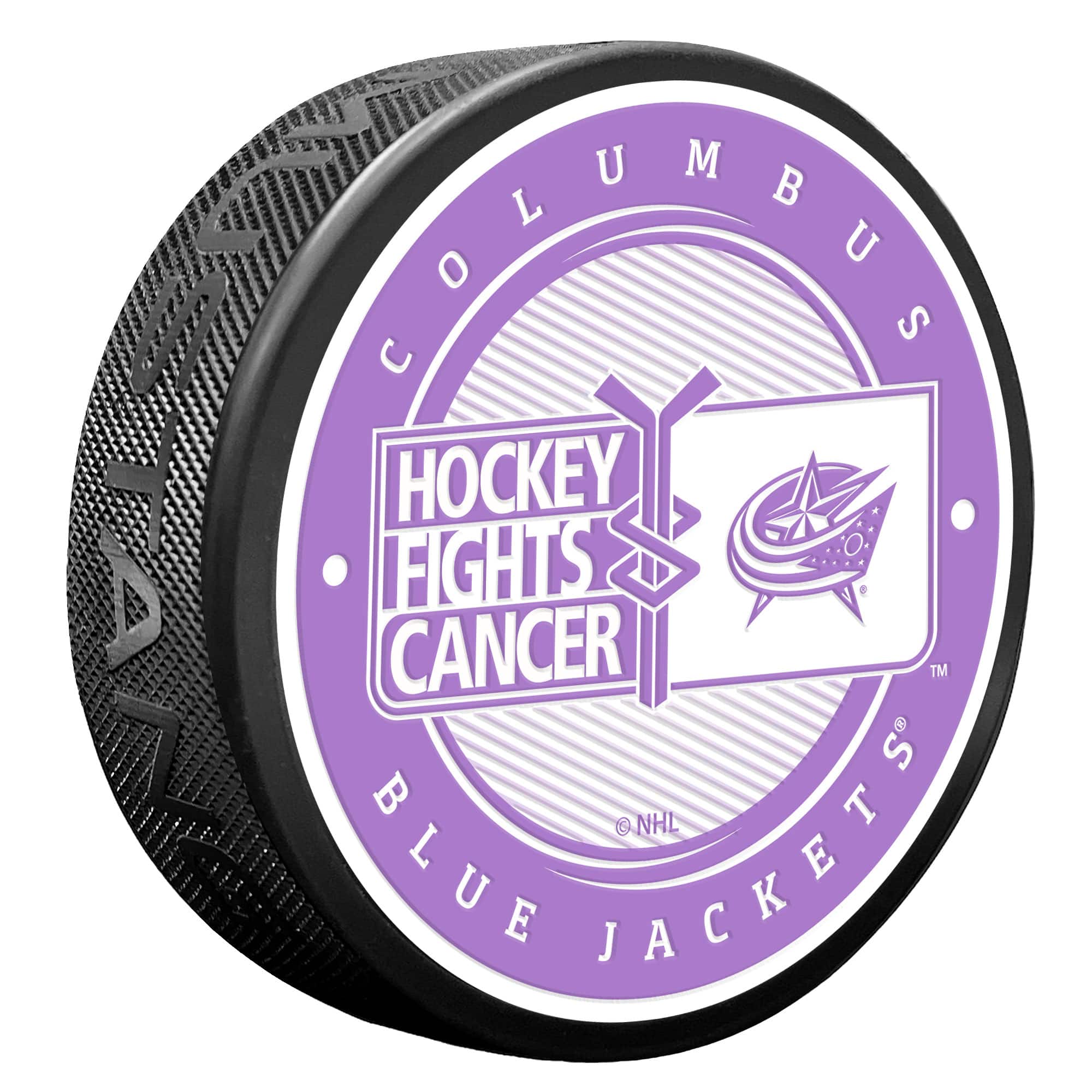 Mustang Drinkware - Columbus Blue Jackets Hockey Fights Cancer Puck - Multicolor