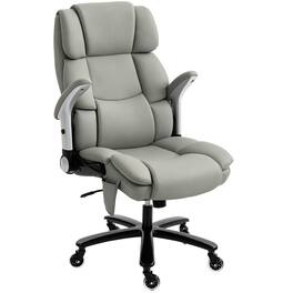 Homcom - Office Chair with Inflatable Adjustable Lumbar Support, 400 Lbs Heavy Duty High Back Desk Chair - Light Gray