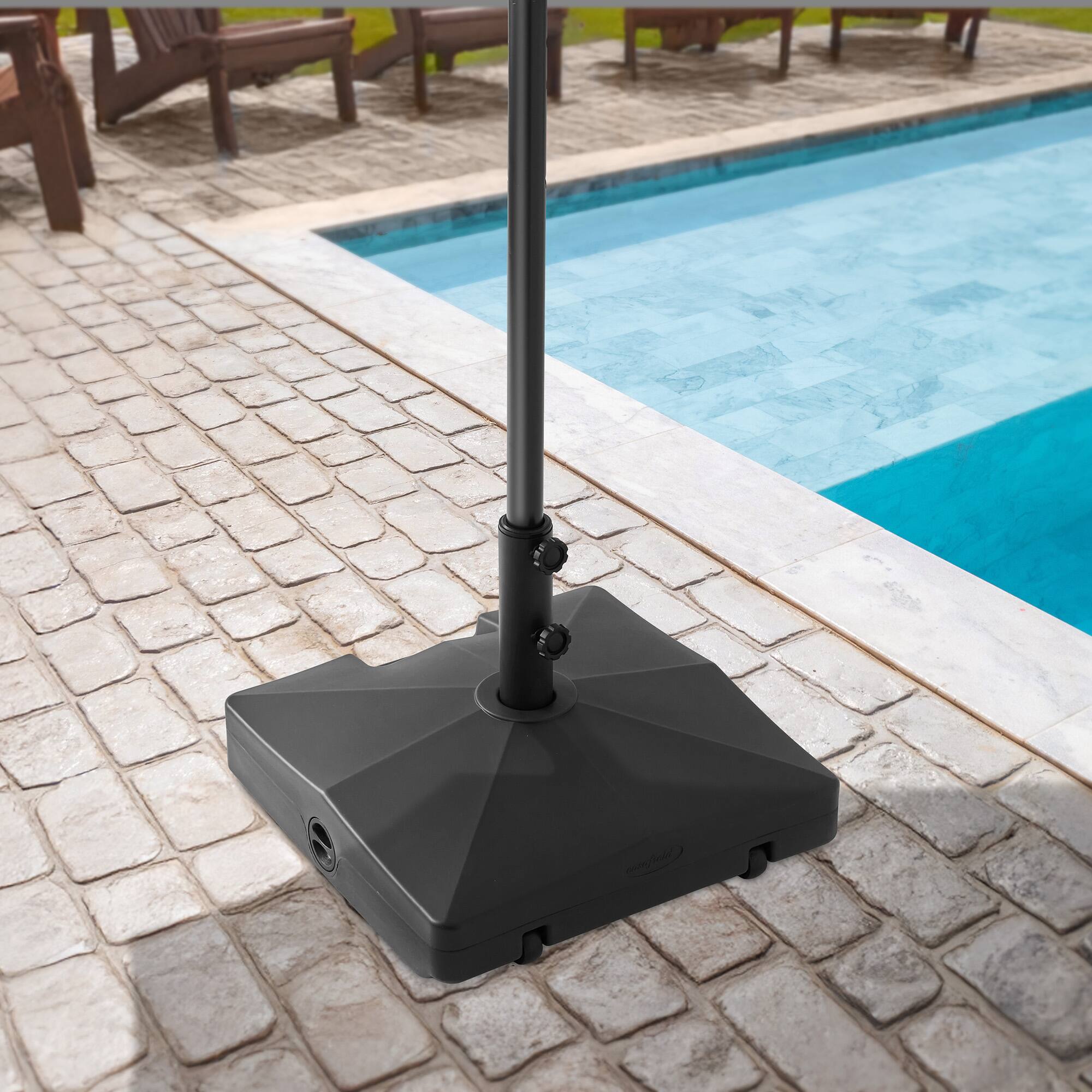 Alt View 1. Casafield - Fillable Mobile Umbrella Base Stand w/ Wheels for Patio - Lawn - Deck - Black.