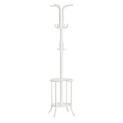 Front. SlickBlue - Durable Heavy Duty White Metal Coat Rack with Built-In Umbrella Holder - White.