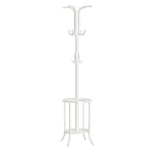Front. SlickBlue - Durable Heavy Duty White Metal Coat Rack with Built-In Umbrella Holder - White.