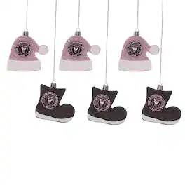 FOCO - Inter Miami CF Six-Pack Shatterproof Santa Hat & Stocking Ornament Set - Black