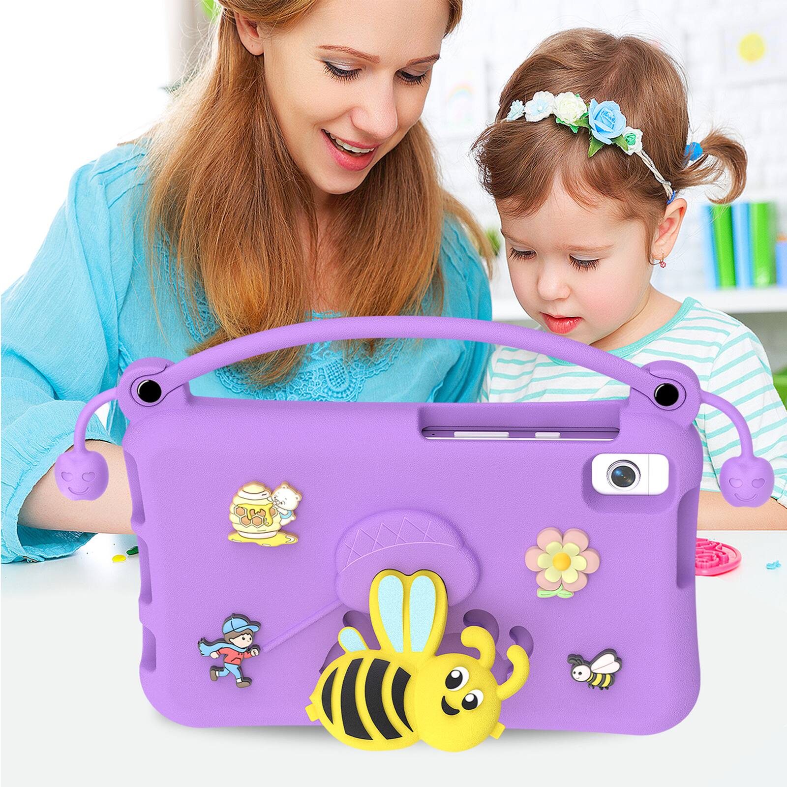 Alt View 5. Dteck - for Samsung Galaxy Tab A9 2023 & Tab A11 2025 (X133/X135) 8.7" Kids EVA Tablet Case,Shockproof Kickstand Cover + Handle - Purple.
