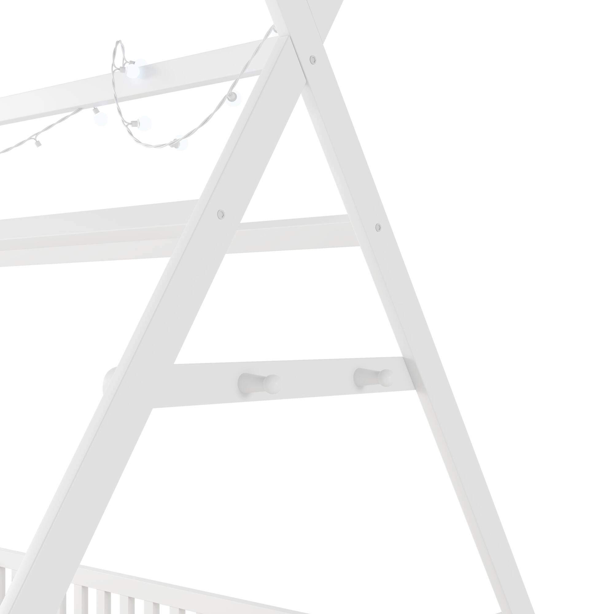 Alt View 10. GOODSILO - Full Size Low Profile House Frame Bed with Detachable Roof and LED Light Kit for Children's Bedroom - White.