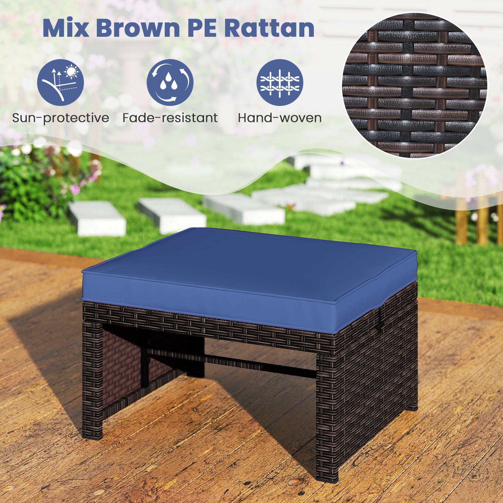 Mix Brown PE Rattan

- Sun-protective
- Fade-resistant
- Hand-woven