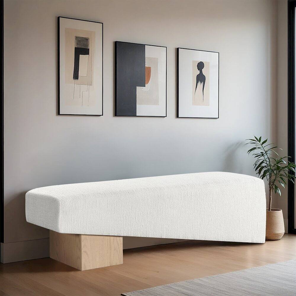 Alt View 1. Meridian Furniture - Alora Cream Fabric Bench - Grey.