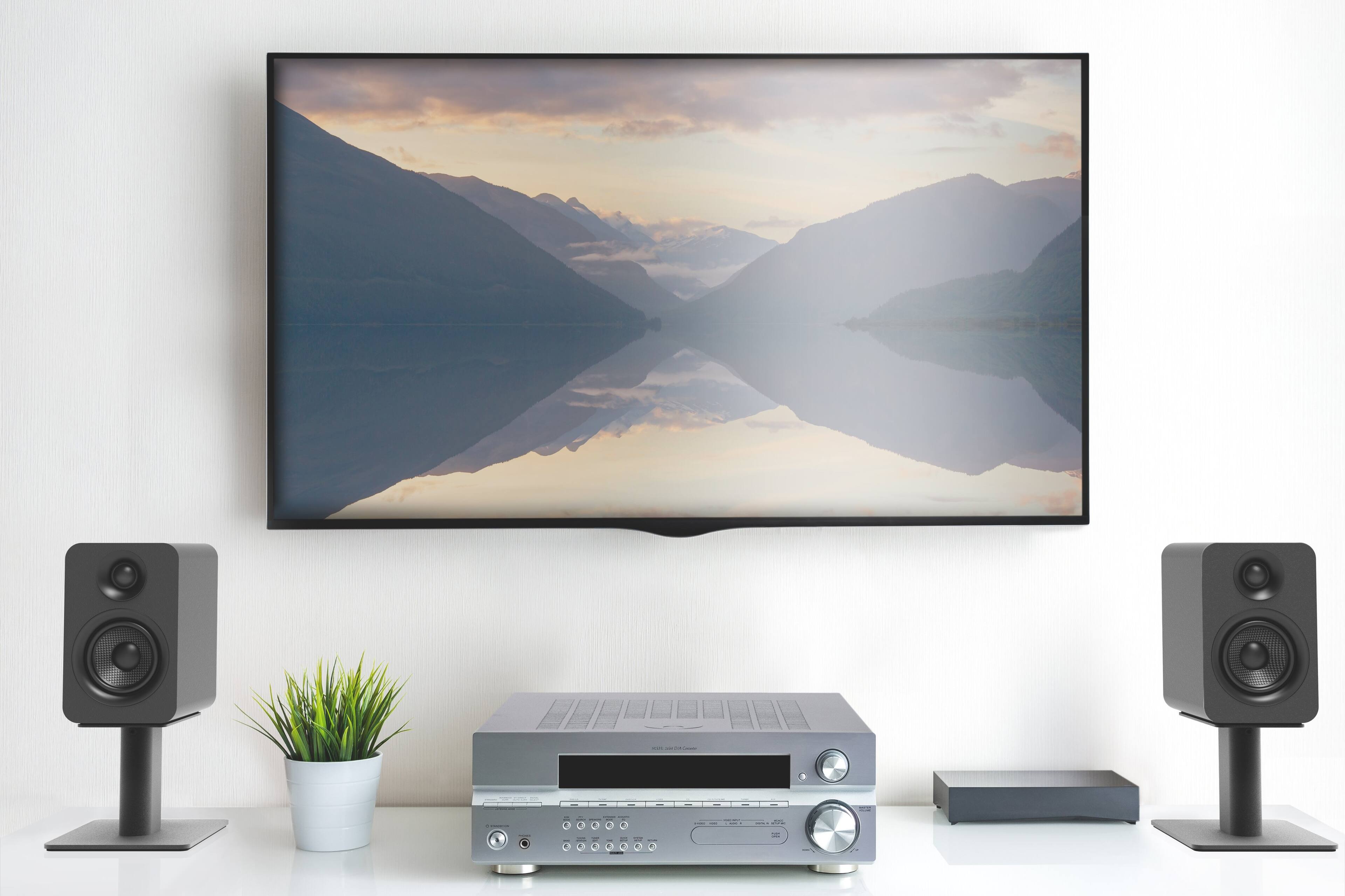 Alt View 2. Kanto - Kanto YUP4 Passive Bookshelf Speakers with 1" Silk Dome Tweeter and 4" Kevlar Woofer - Pair (Black) - Black.