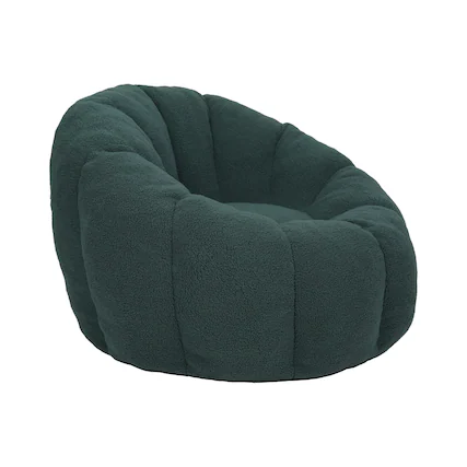 Front. GOODSILO - Plush Faux Fur Bean Bag Chair with Armrests and Ergonomic Backrest for Ultimate Relaxation in Living Spaces - Green.