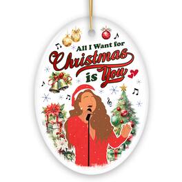 OrnamentallyYou - Artistic Classic Holiday Melody Ornament All I Want for Christmas Celebrity Singer Gift Oval - Multi-colored