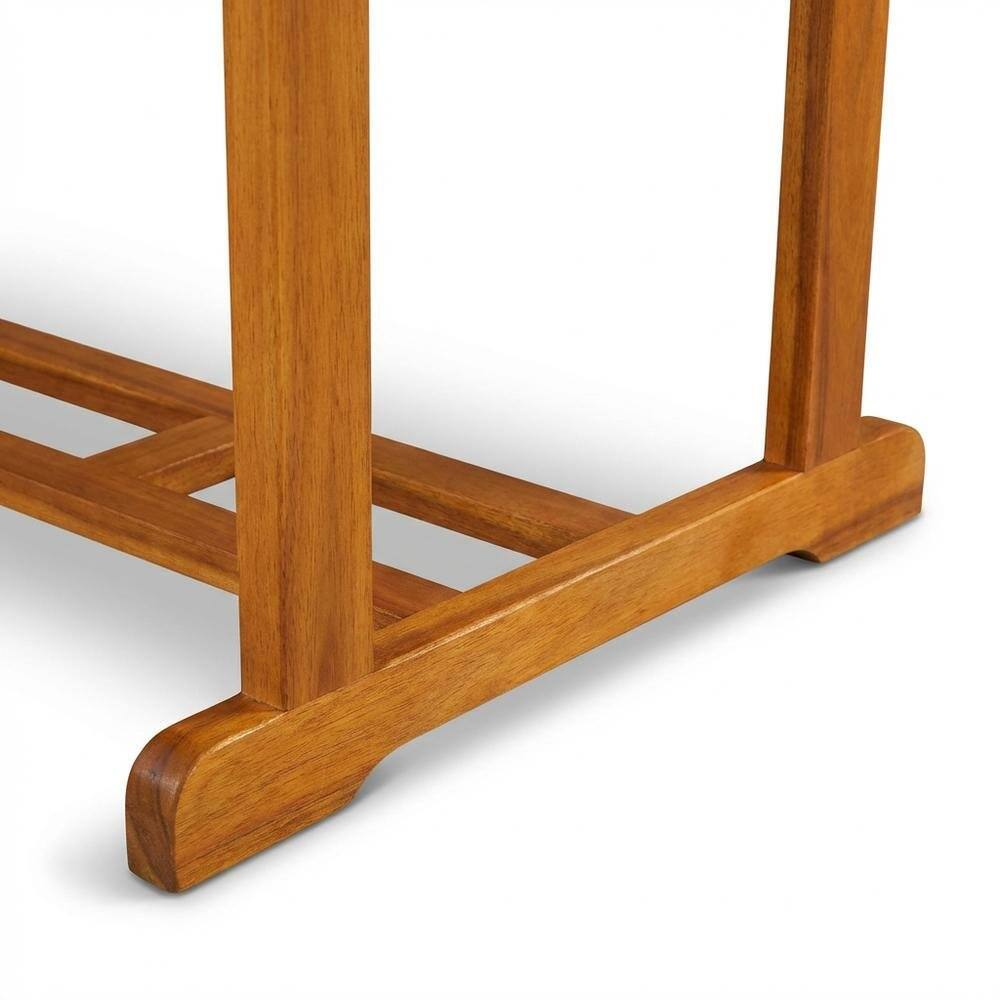 Alt View 1. Outdoor Escape - Wooden Patio Set Oil Finish Dining Table with 4 Matching Outdoor Side Chairs - Brown.