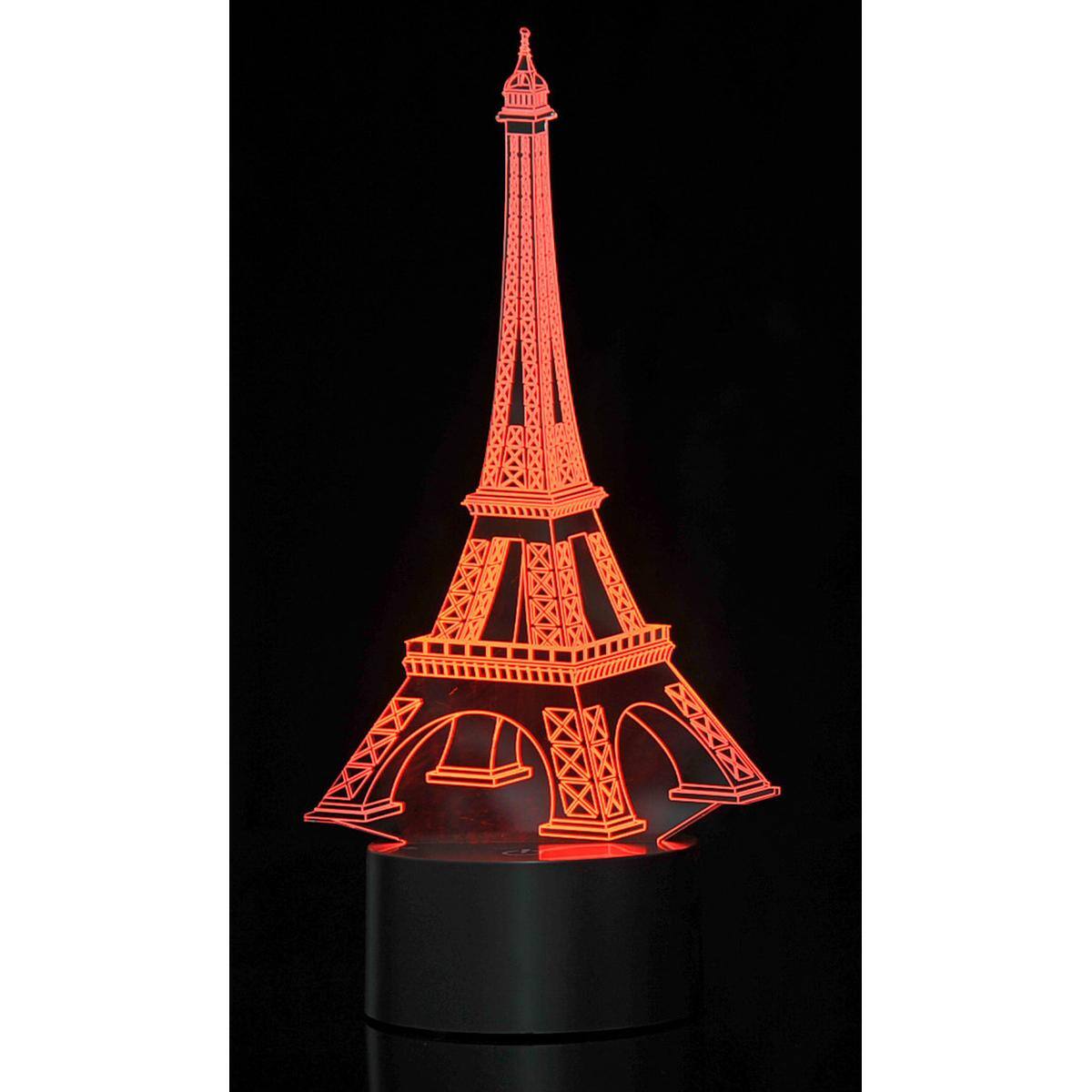 Angle. JuzToys - 3D Eifel Tower Laser Cut Precision LED Lights - Black.