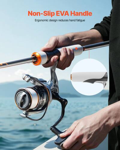 VEVOR - Rod and Fishing Reel Combo, IM7 Carbon Fiber Spinning Rod and Reel Combo, Bass Fishing Pole with 7 ft Two-Piece Rods - Gunpowder Gray VEVOR - Rod and Fishing Reel Combo, IM7 Carbon Fiber Spinning Rod and Reel Combo, Bass Fishing Pole with 7 ft Two-Piece Rods - Gunpowder Gray