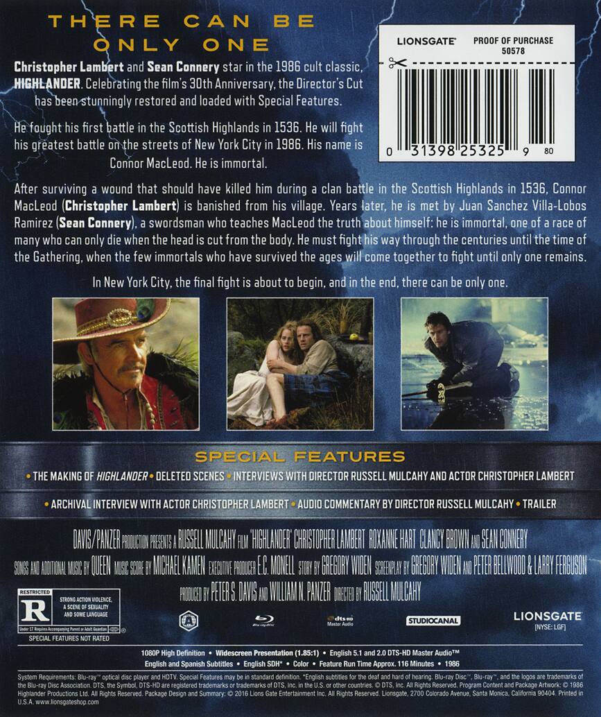 Alt View 1. Highlander (30th Anniversary)   - BLU-RAY.
