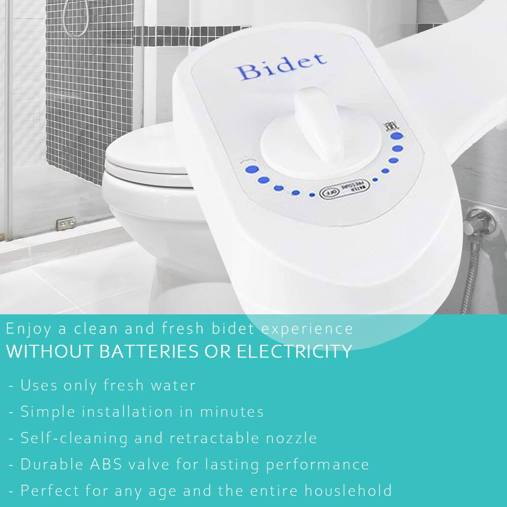 Bidet JY nSSM MATER OFF

Enjoy a clean and fresh bidet experience WITHOUT BATTERIES OR ELECTRICITY
- Uses only fresh water
- Simple installation in minutes
- Self-cleaning and retractable nozzle
- Durable ABS valve for lasting performance
- Perfect for any age and the entire household
