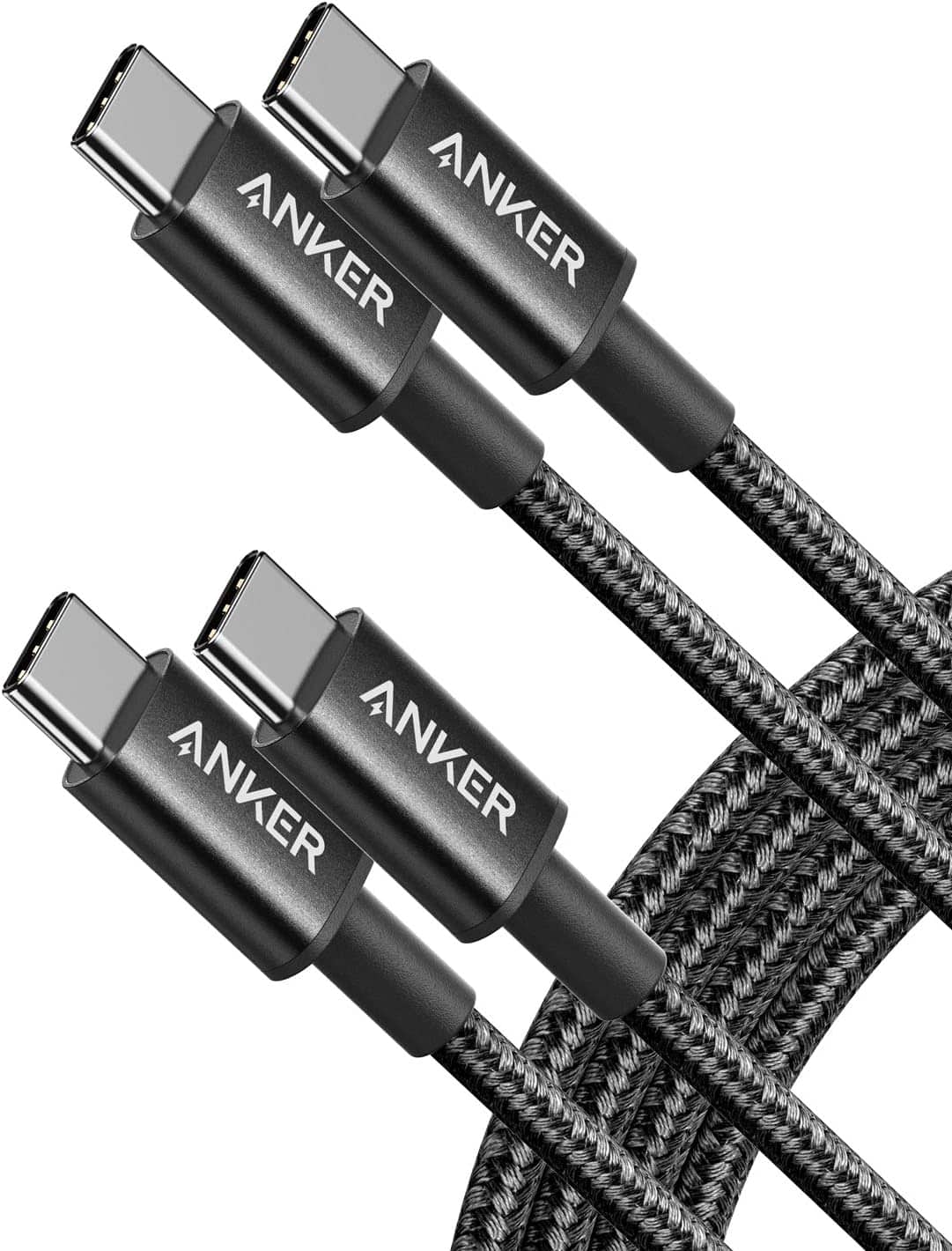 Anker - USB C to USB C Cable, Type-C 60W Fast Charging Cable (6 FT, 2Pack) - Black
