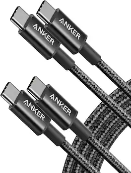 Anker - USB C to USB C Cable, Type-C 60W Fast Charging Cable (6 FT, 2Pack) - Black