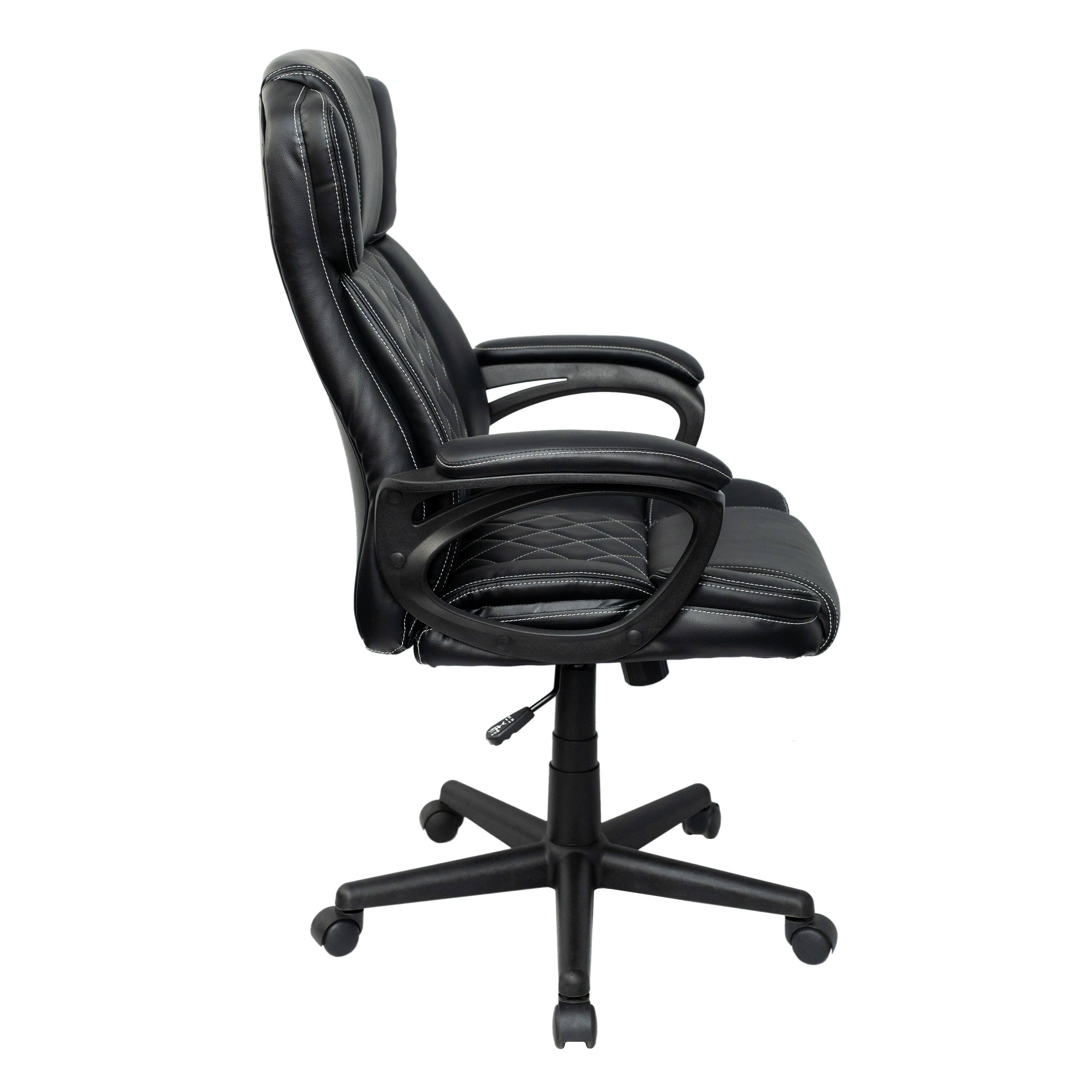 Alt View 4. Spaco - Spaco Executive Ergonomic Office Chair, High Back, Adjustable Height, Lumbar Support, PU Leather, Tilt, Home Office - Black.