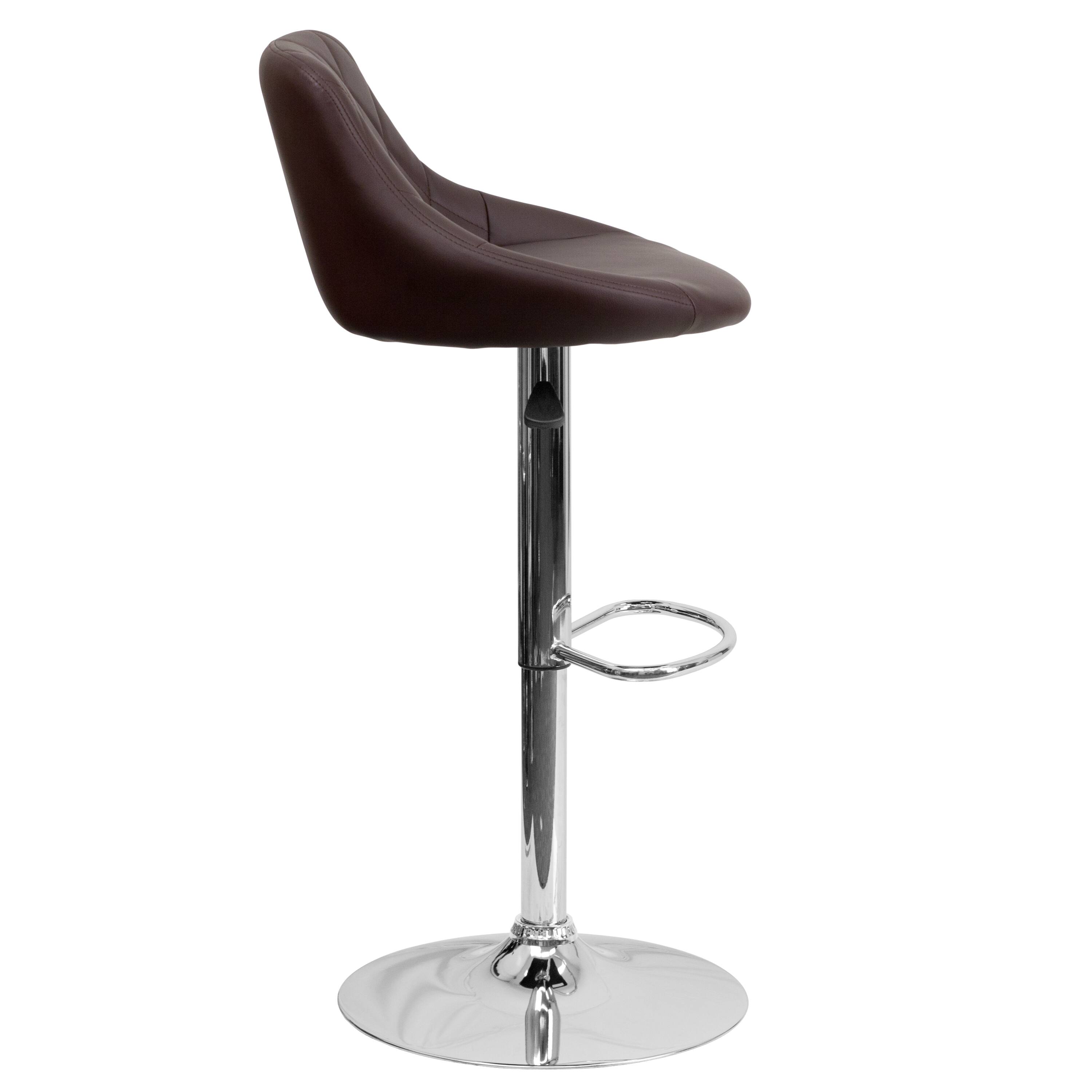 Alt View 6. Emma + Oliver - Bucket Seat Adjustable Height Barstool with Diamond Pattern Back - Brown.
