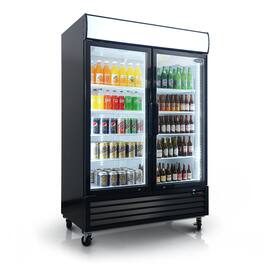 Boyel Living - 44.7 Cu.ft Swing Glass Door Commercial Refrigerator 53.94in L x 33.54in W x 82.95in H LED Top Panel - Black