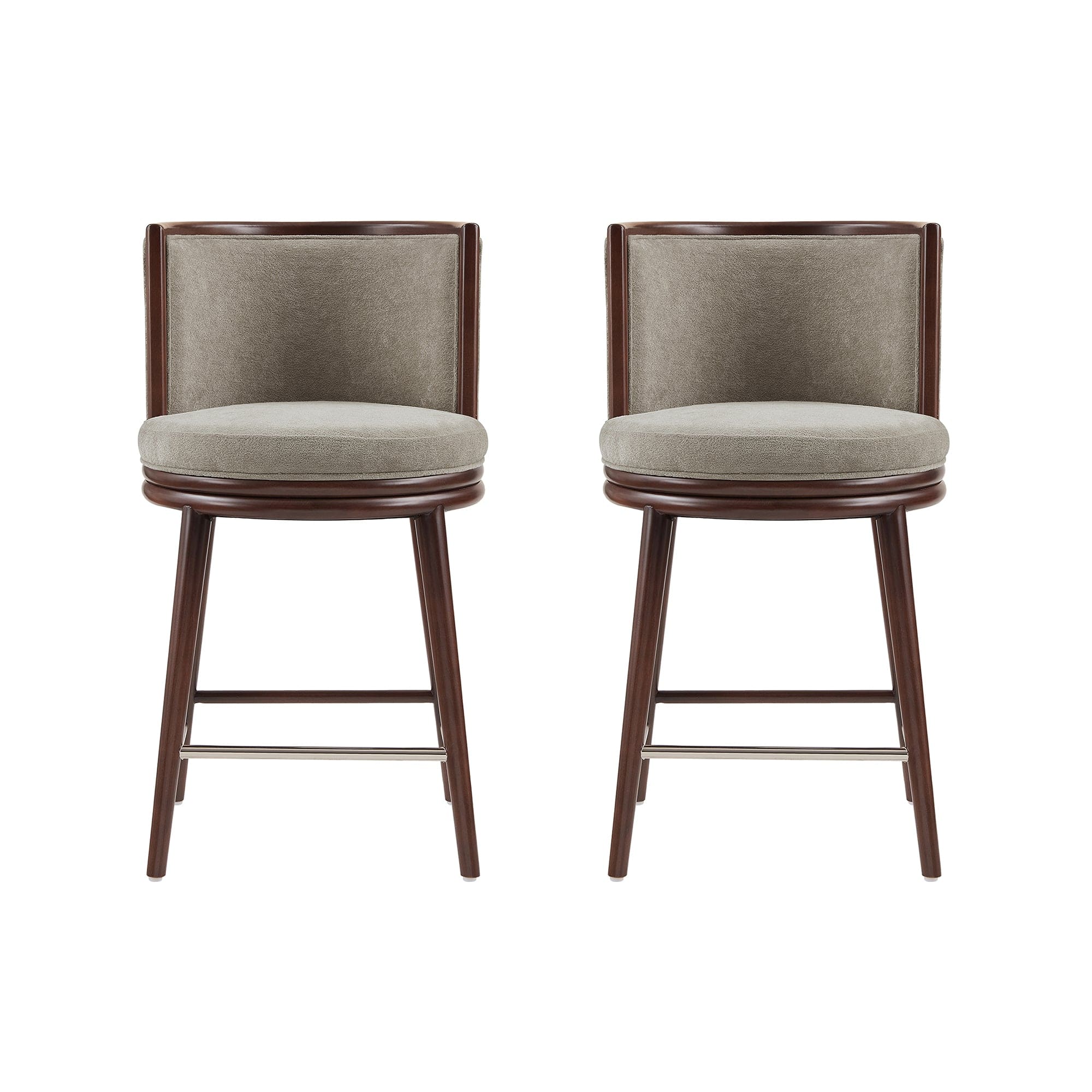 Manhattan Comfort - Evalyn Modern Wood Upholstered Counter Stool - Set of 2 - Cream