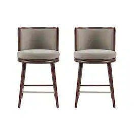 Manhattan Comfort - Evalyn Modern Wood Upholstered Counter Stool - Set of 2 - Cream