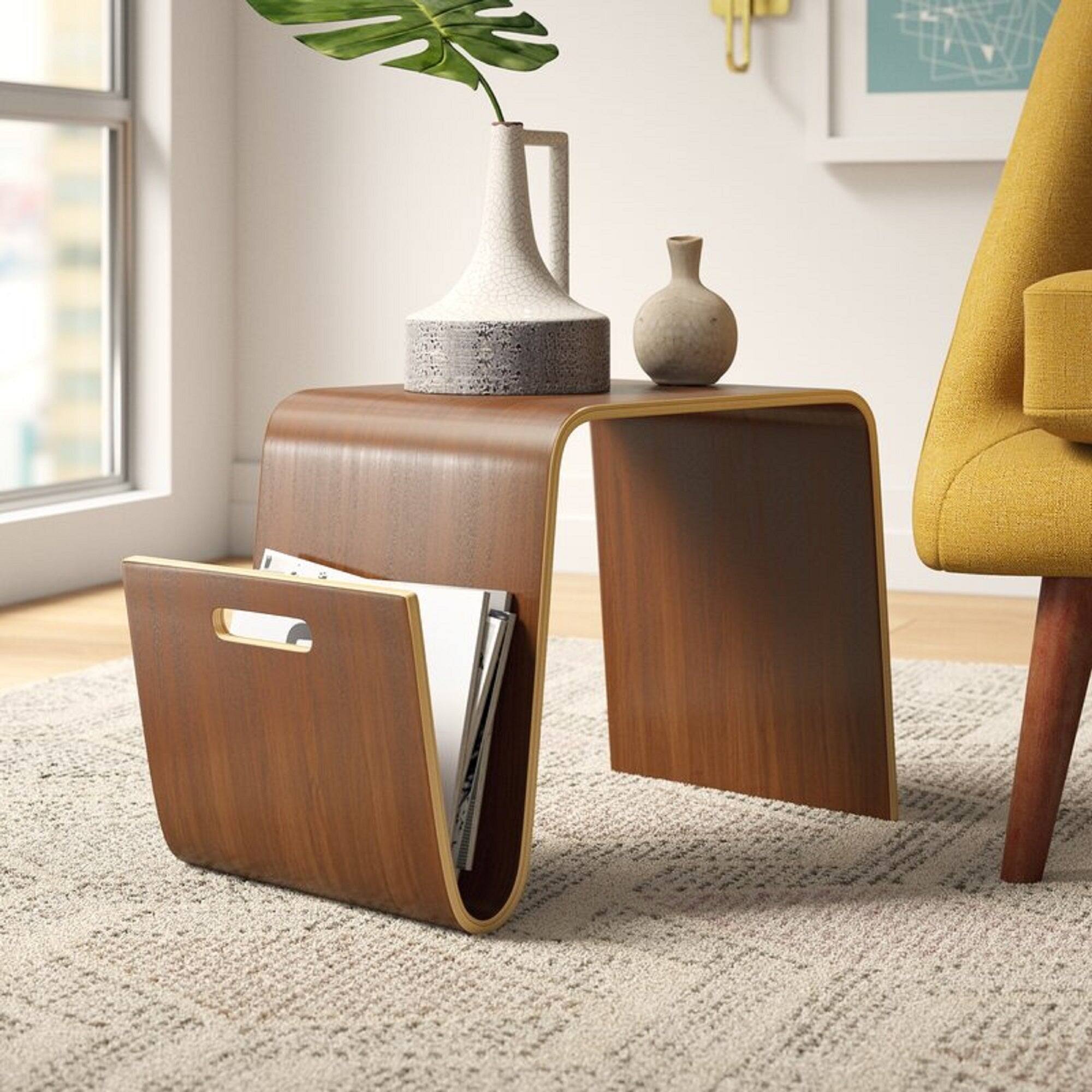 Angle. Manhattan Comfort - Brookside Mid-Century Modern End Table - Walnut.