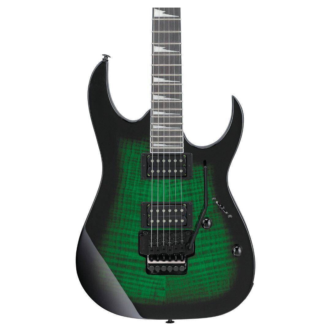 Back. Ibanez - Ibanez GRG320FATEB GIO RG 6 String Electric Guitar - Transparent Emerald Burst.