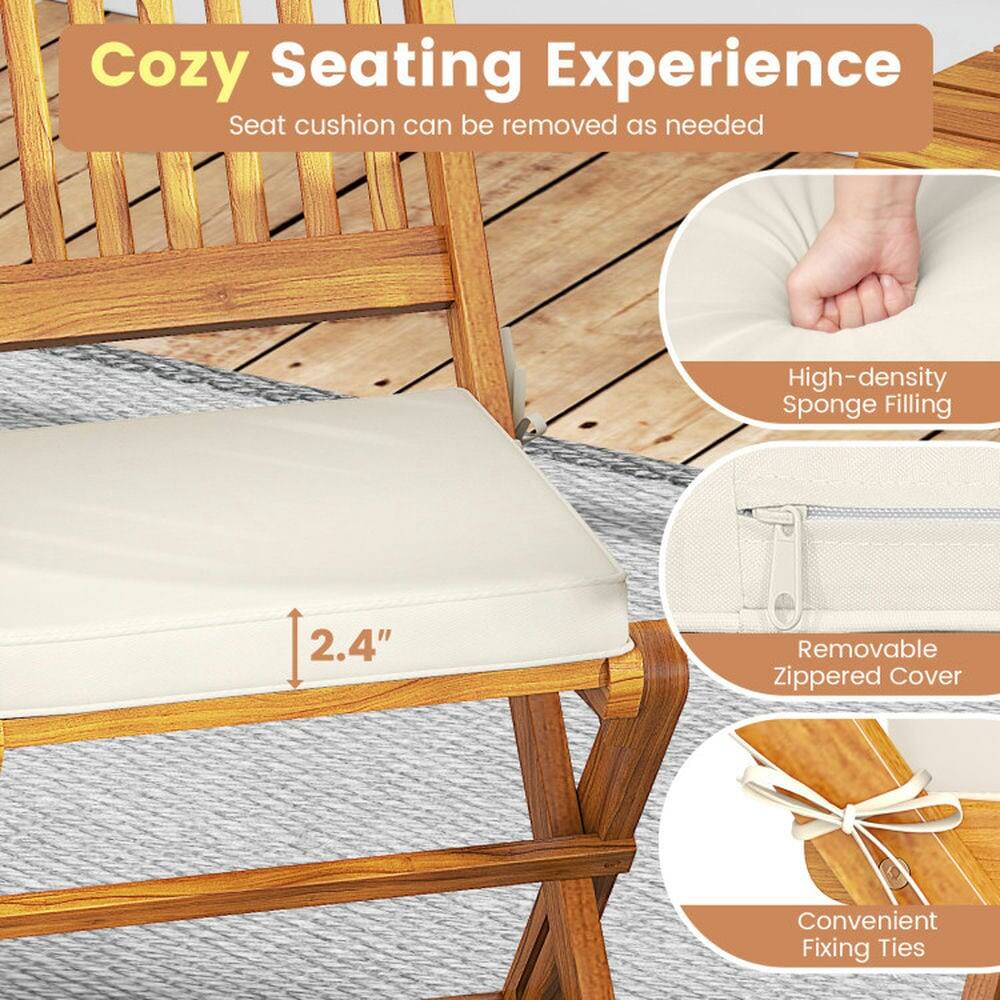 Cozy Seating Experience  
Seat cushion can be removed as needed

- High-density Sponge Filling
- 2.4" thick
- Removable Zippered Cover
- Convenient Fixing Ties