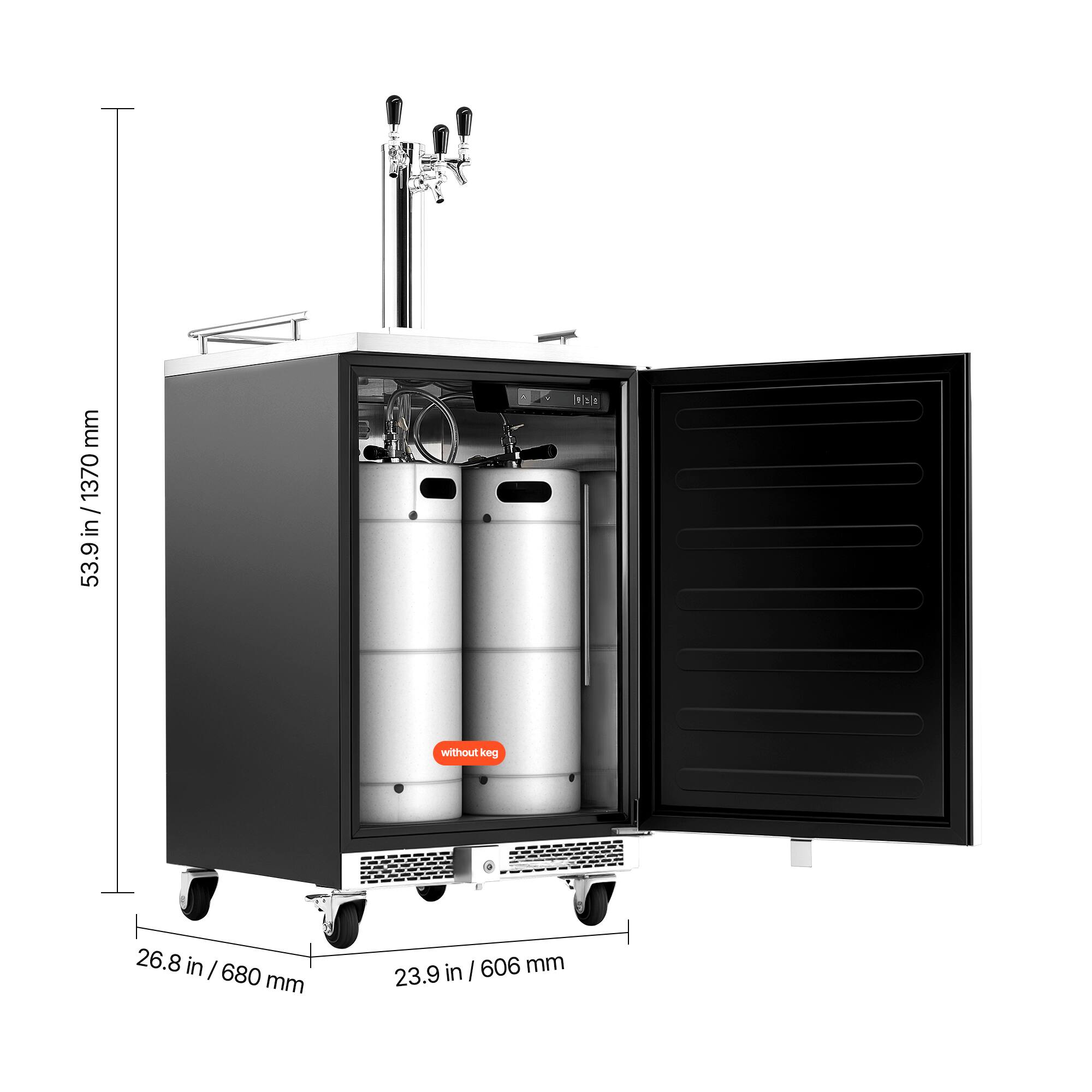 mm 1370 / in 53.9  
without keg 26.8 in / 680 mm  
I 680 mm  
I 606 mm  
23.9 in / 606 mm