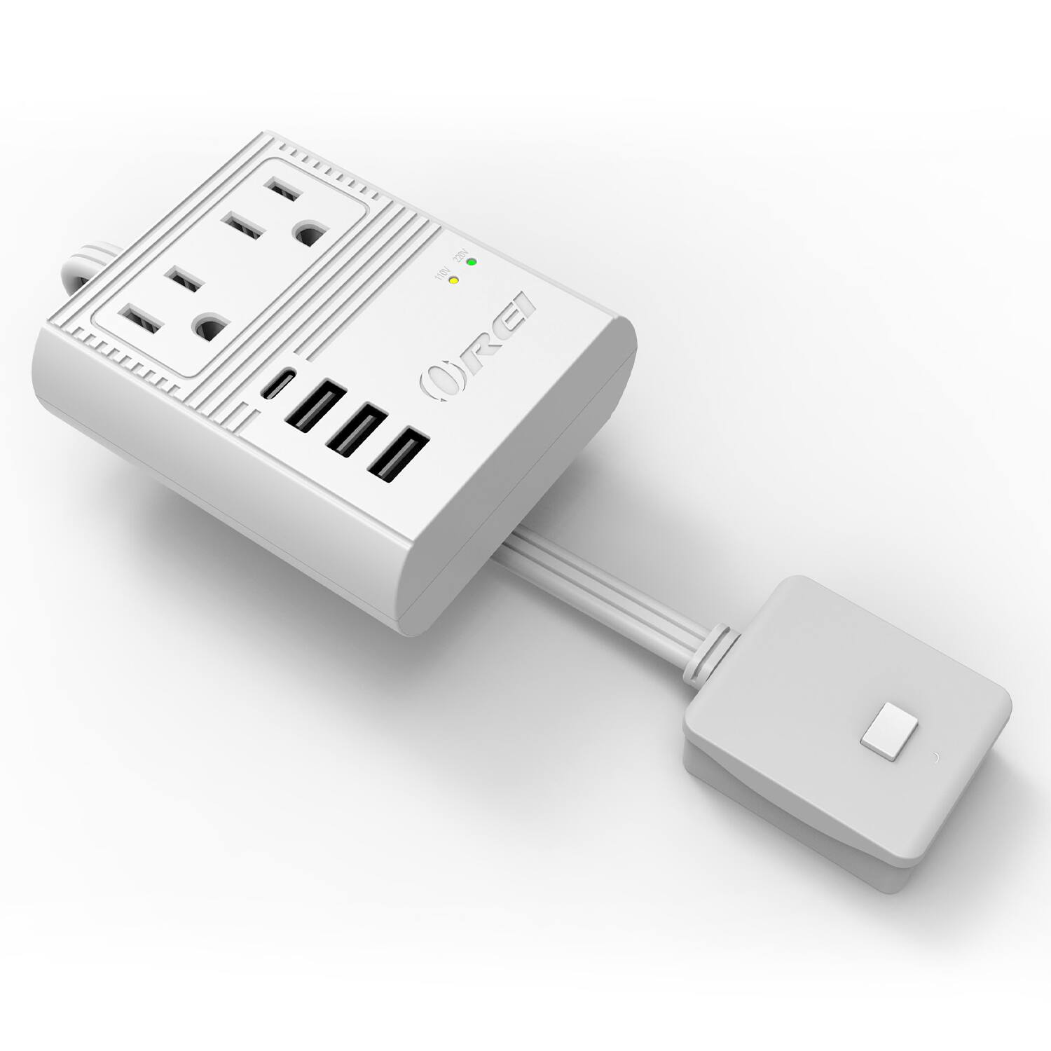 Orei - M8 Max World Travel Adapter – 3 USB, 18W USB-C PD, 2 Outlets – Europe, Asia, China, Japan & Africa - White