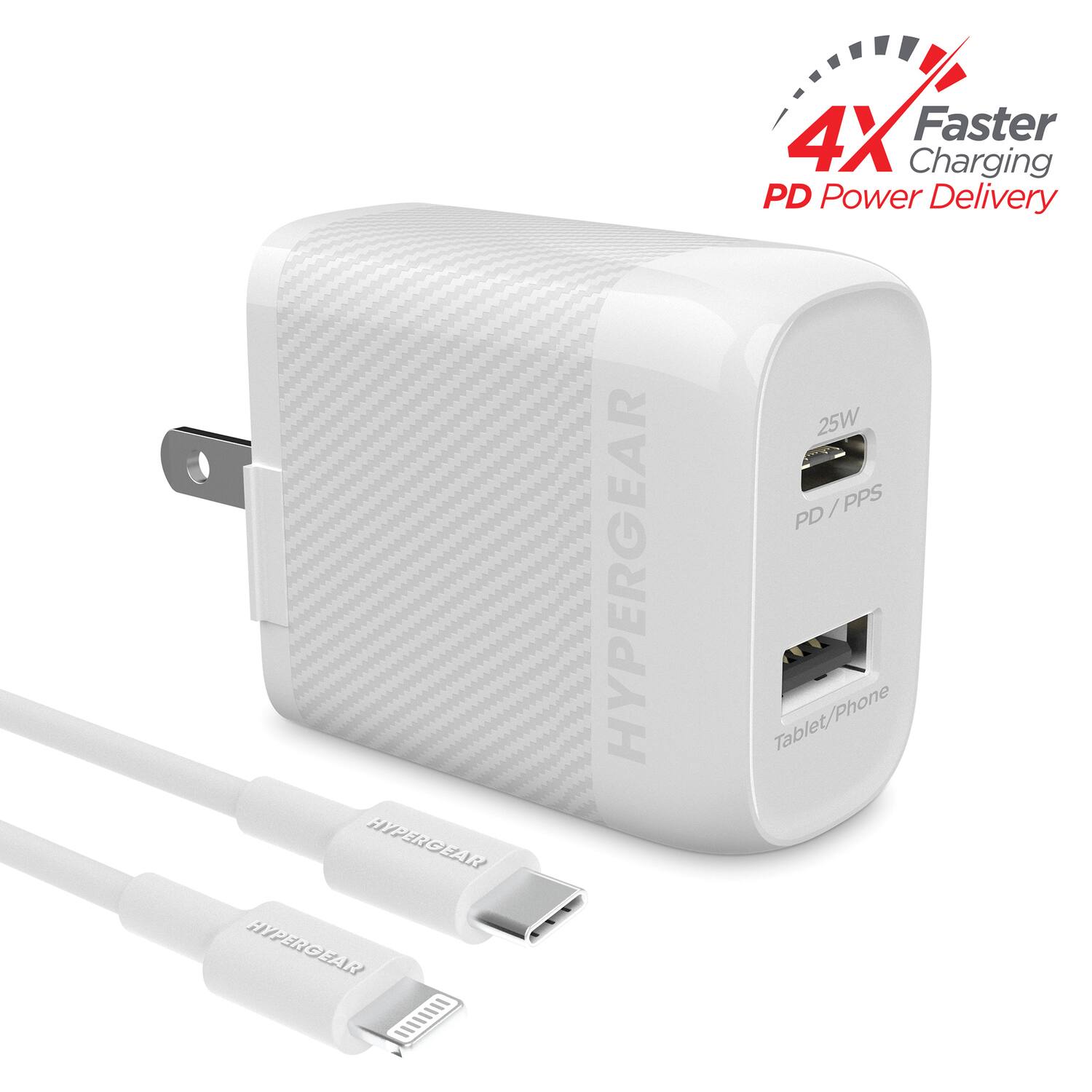 HYPERGEAR  
4X Faster Charging  
PD Power Delivery  
25W PD/PPS  
Tablet/Phone