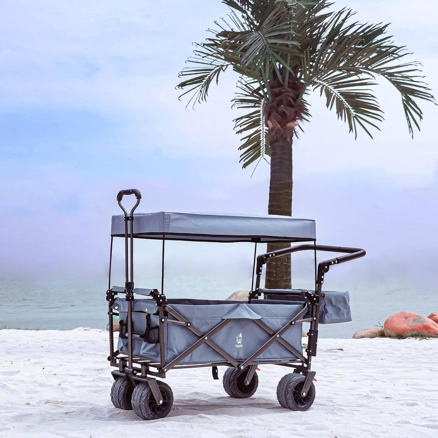 Alt View 3. Loheer - Loheer Collapsible Wagon Heavy Duty Folding Wagon Cart with Removable Canopy All Terrain Wheels and Cooler Bag.