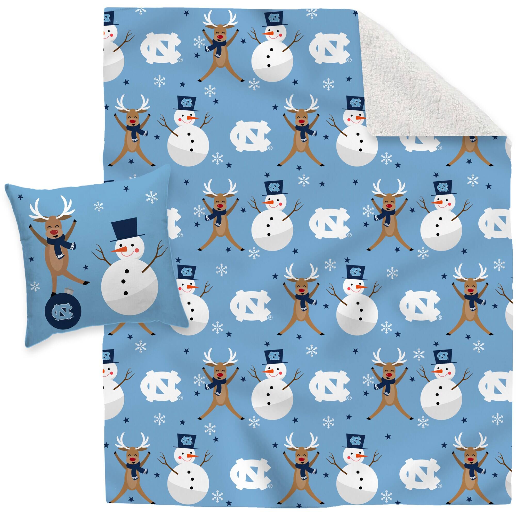 Alt View 1. Pegasus - North Carolina Tar Heels Holiday Reindeer Blanket and Pillow Combo Set - Multicolor.