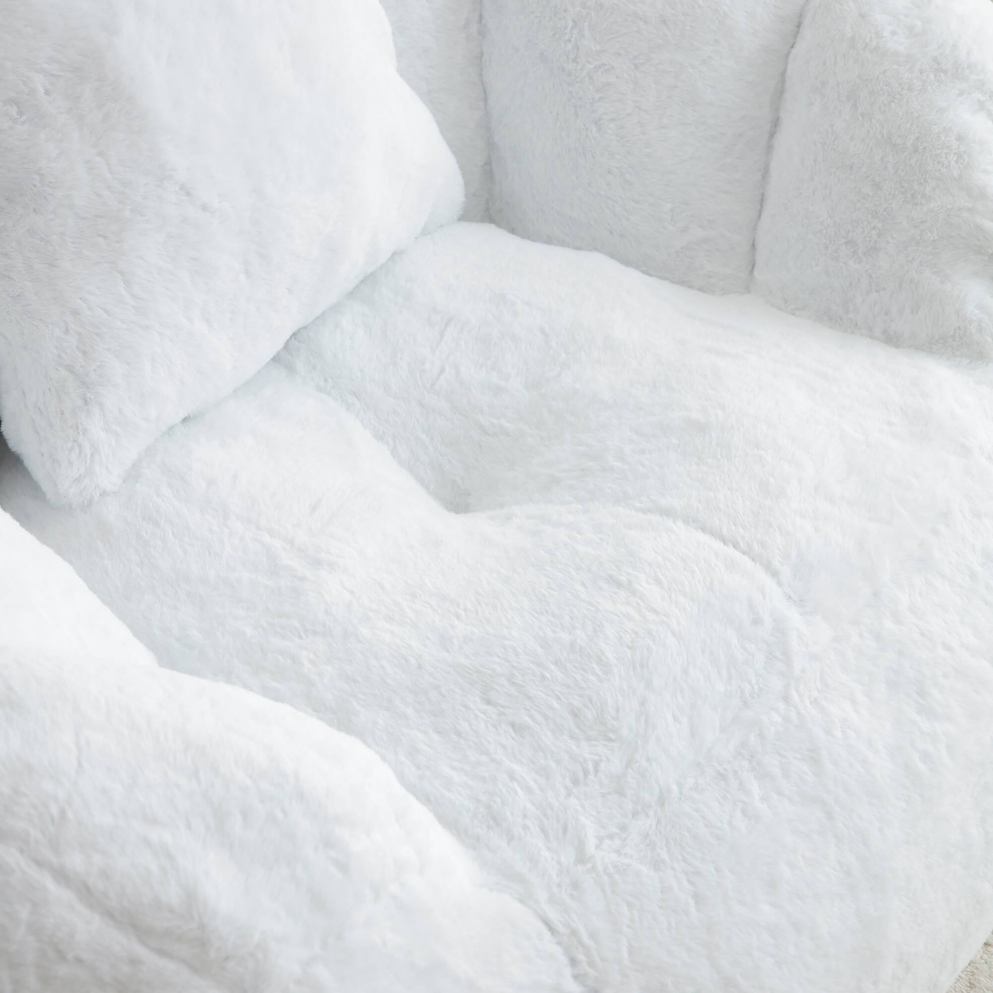 Alt View 4. GOODSILO - Oversized Shell-Shaped Faux Fur Bean Bag Chair with Matching Footstool for Living Room and Bedroom Lounging - White.