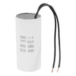 Unique Bargains - 30uF CBB60 Running Capacitor, AC 450V 2 Wires 50/60Hz for Refrigerators, Washing Machines, Water Pumps - White