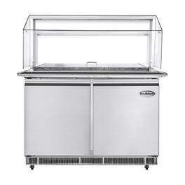 Koolmore - 48 in. Refrigerated Prep Station with Sneeze Guard and Buffet Slide, 9-Pan Capacity (Not Included) Adjustable Shelves - Stainless Steel
