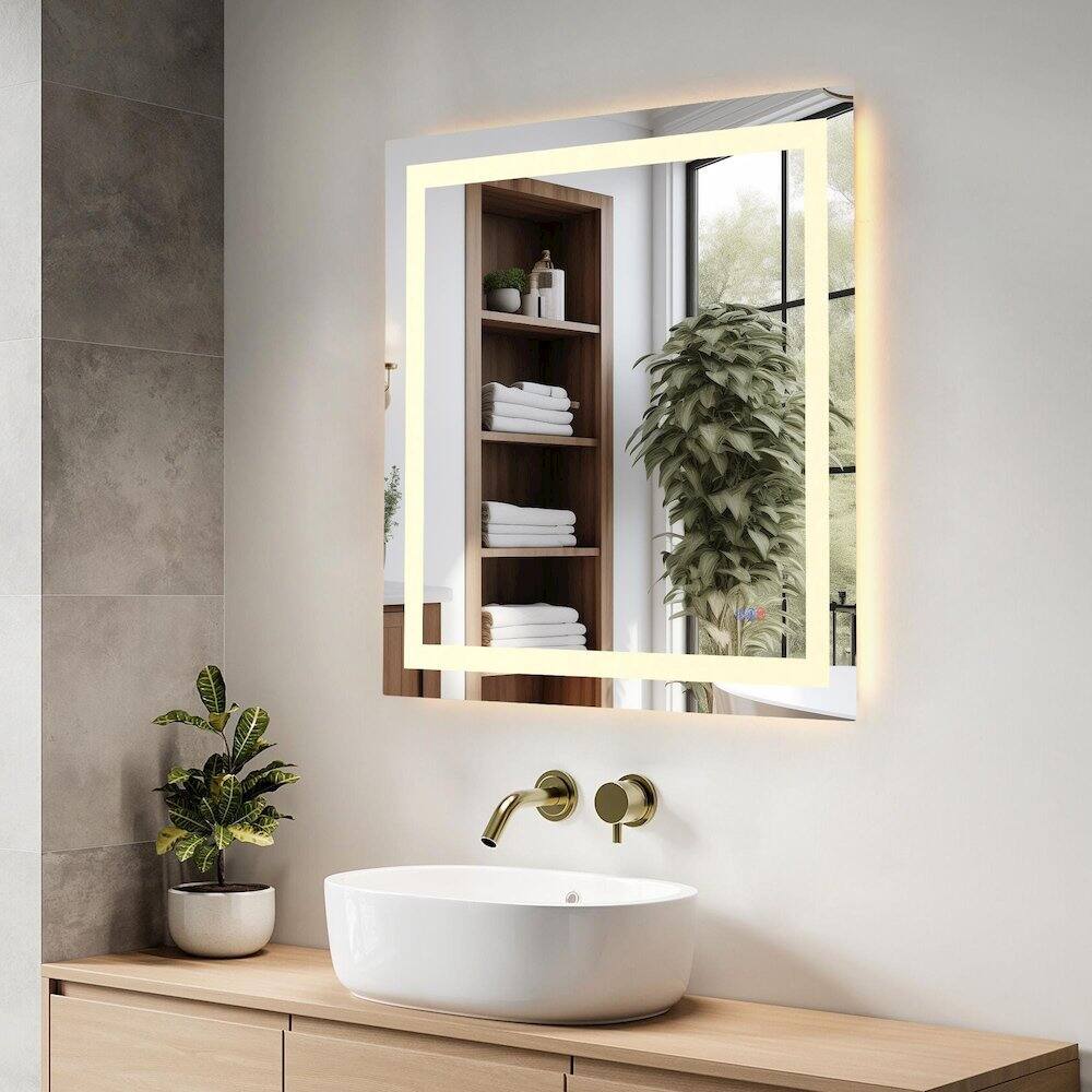Alt View 10. Elegant Kitchen and Bath - Riven 36X36 Led Mirror, Adjustable Color 3000K/4200K/6400K - White.