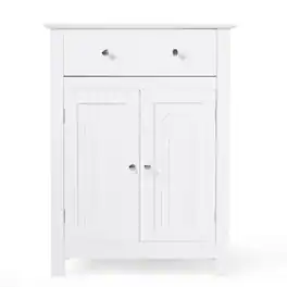 Costway - Bathroom Storage Cabinet Free Standing Large Drawer W/Adjustable Shelf - White