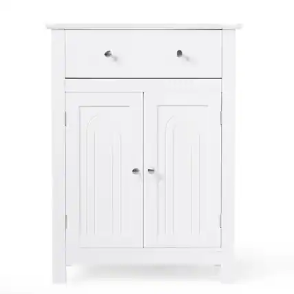 Front. Costway - Costway Bathroom Storage Cabinet Free Standing Large Drawer W/Adjustable Shelf - White.