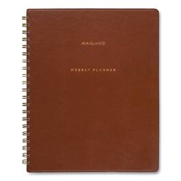 AT-A-GLANCE - Signature Collection Academic Weekly Monthly Planners 11.5 x 8 Distressed Brown Cover 13 Month July 2025 to July 2026