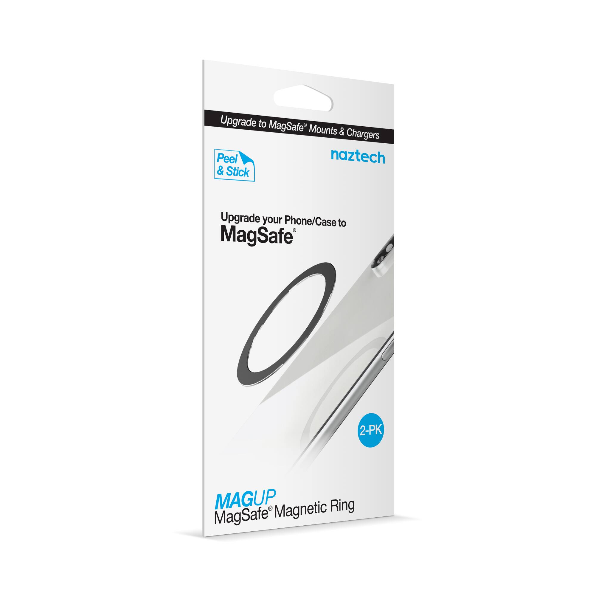 Upgrade to MagSafe Mounts & Chargers  
Peel & Stick  
Upgrade your Phone/Case to MagSafe  
2-PK  
MAGUP  
MagSafe® Magnetic Ring