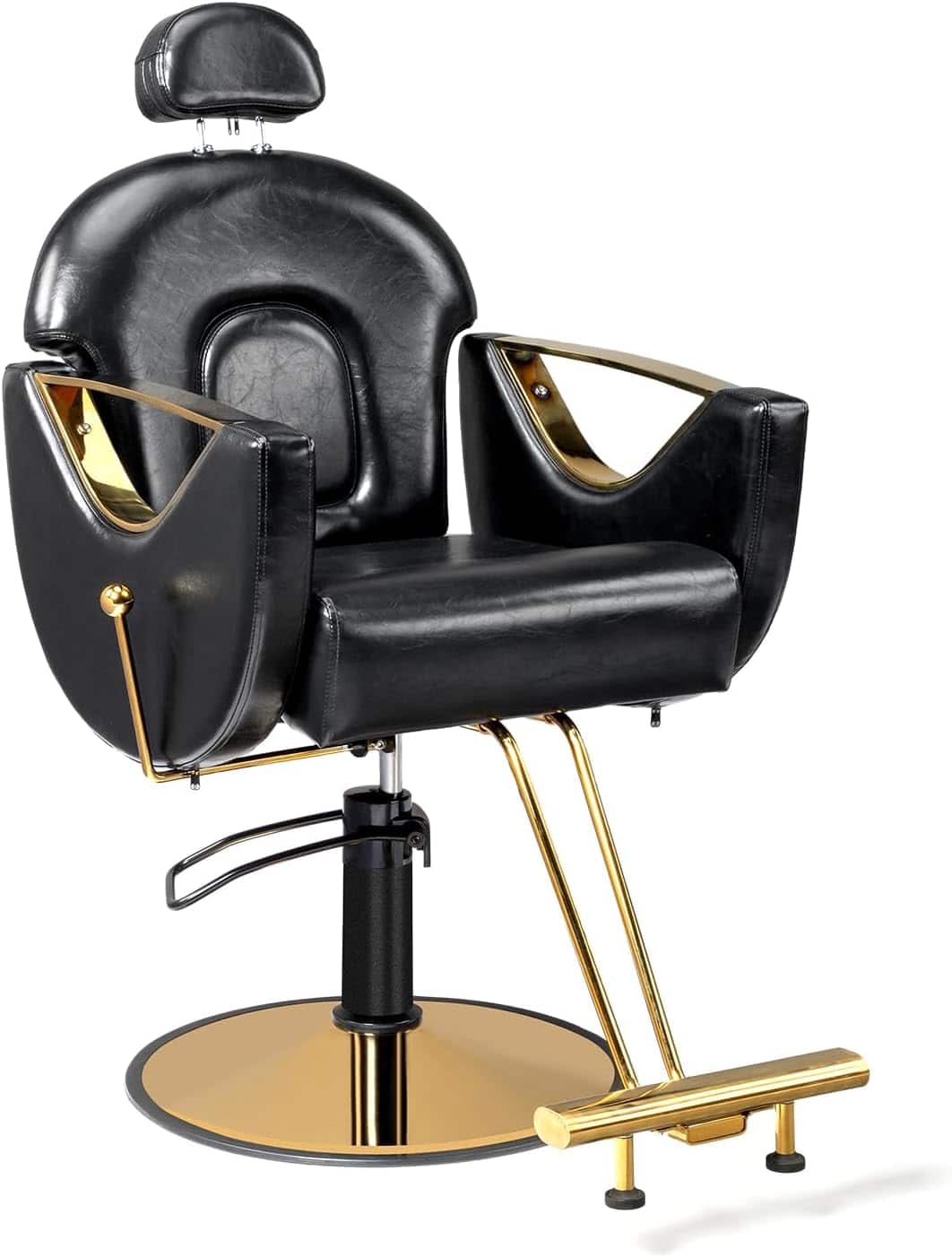 Winado - Ergonomic Reclining Barber Chair Hydraulic Beauty Hair Salon Chair with Adjustable Headrest & Foot Rest for Barbershop - Black