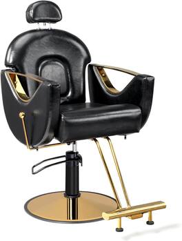 Winado - Ergonomic Reclining Barber Chair Hydraulic Beauty Hair Salon Chair with Adjustable Headrest & Foot Rest for Barbershop - Black