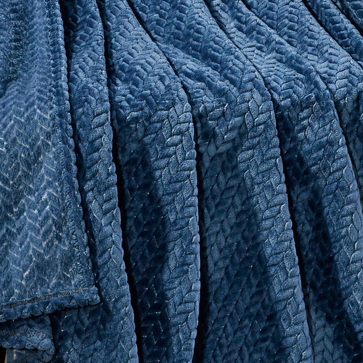 Alt View 3. Noble House - Plazatex Chevron Plush All Season Decorative Throw Blanket 50" x 70" Navy - Navy.