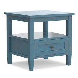 Simpli Home - Warm Shaker Solid Wood 20 inch Wide Transitional End Table - Distressed Coastal Blue