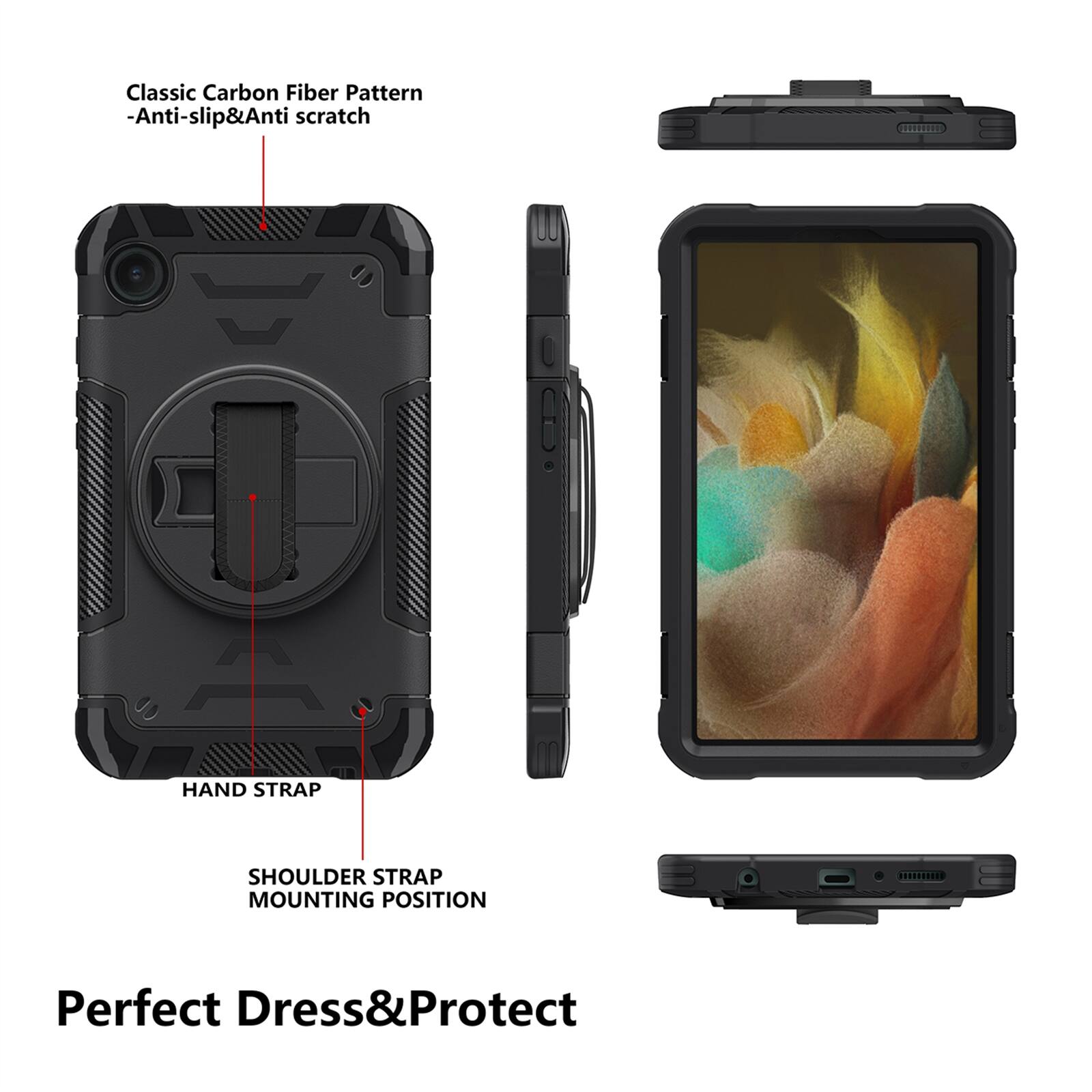 Classic Carbon Fiber Pattern - Anti-slip & Anti-scratch  
ETE HAND STRAP  
SHOULDER STRAP MOUNTING POSITION  
Perfect Dress & Protect