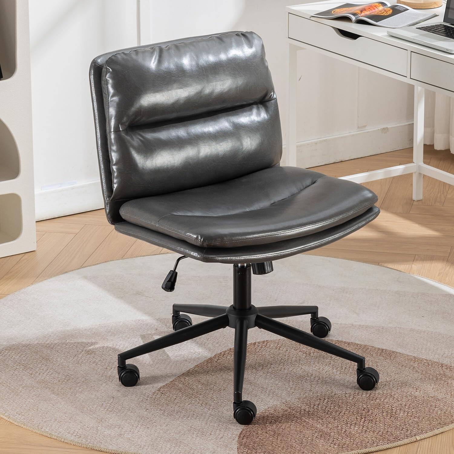 Trinkets Crazed - Adjustable Swivel Criss Cross Chair, Home Office Desk Chair - Gray