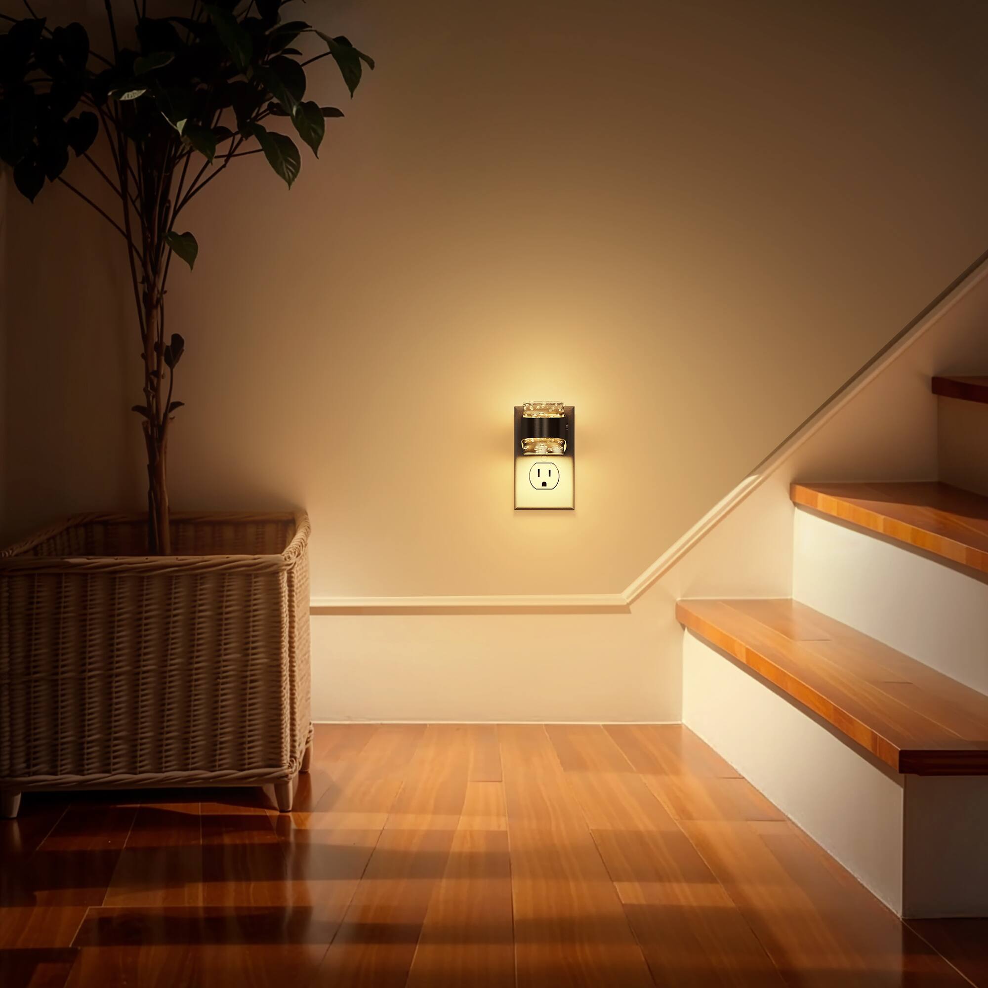 Alt View 4. Jandcase - JANDCASE 2-Pack 1W Plug-in Night Light, 3CCT Color Selectable 3-Step Dimming, Color Memory, Dusk-to-Dawn - Black.