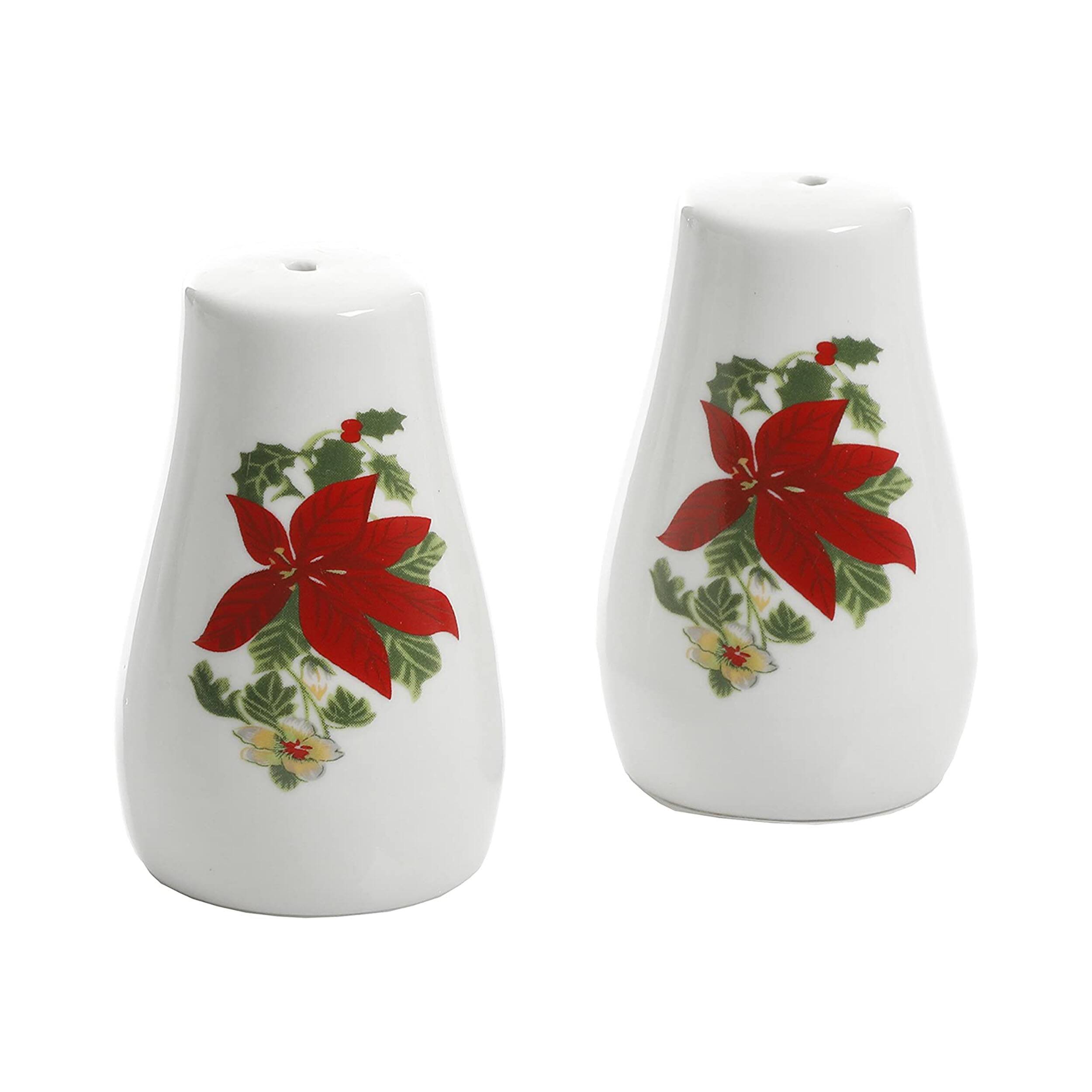 Alt View 2. Gibson - Perfect for Holidays Poinsettia 7 Piece Porcelain Serving Set in Red - Red.