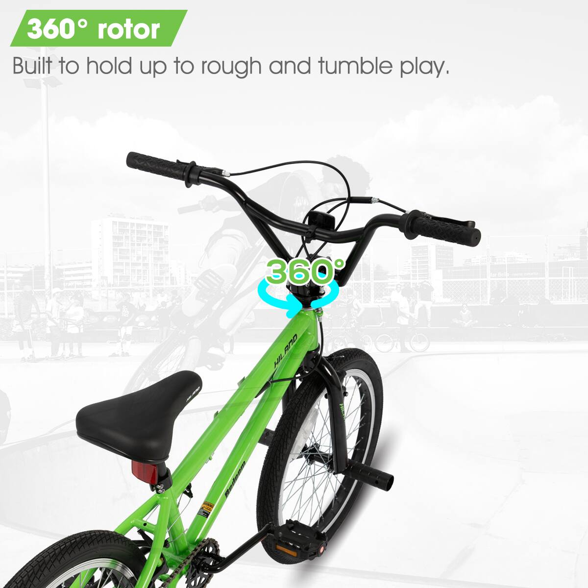 360° rotor  
Built to hold up to rough and tumble play.